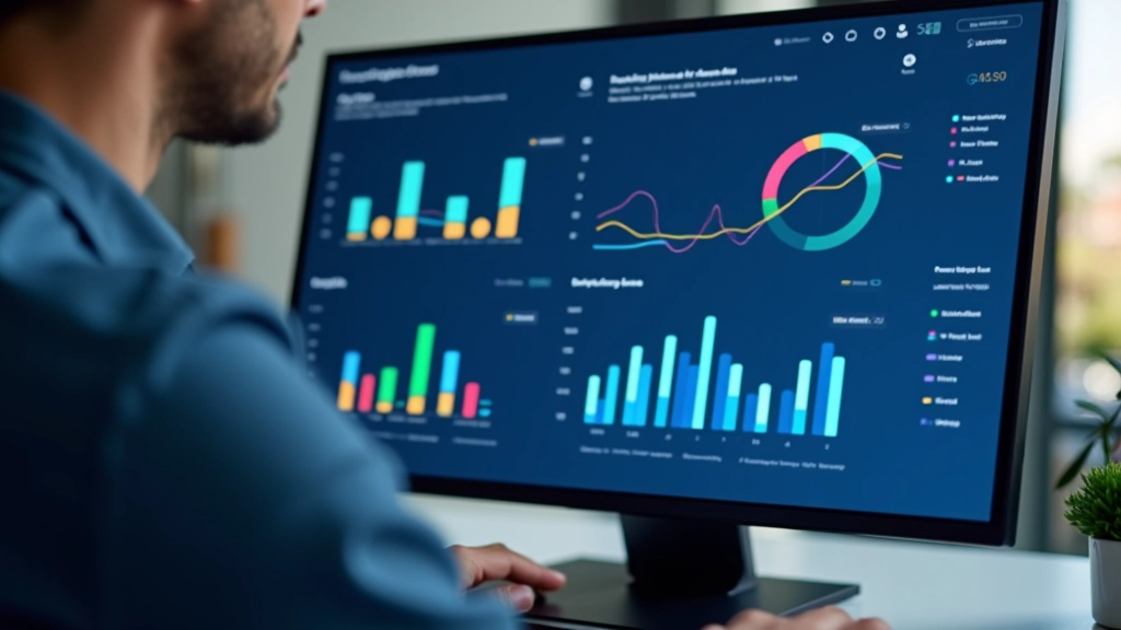 Financial analytics dashboard showing charts and growth