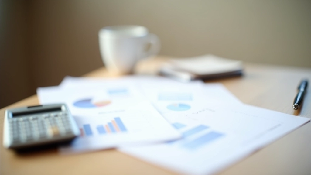 Financial planning documents and charts on desk
