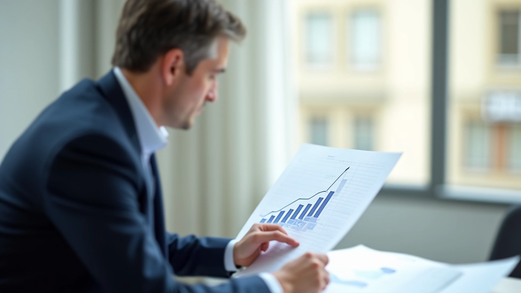 Person reviewing financial progress chart showing savings growth over time with positive trajectory